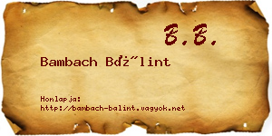 Bambach Bálint névjegykártya